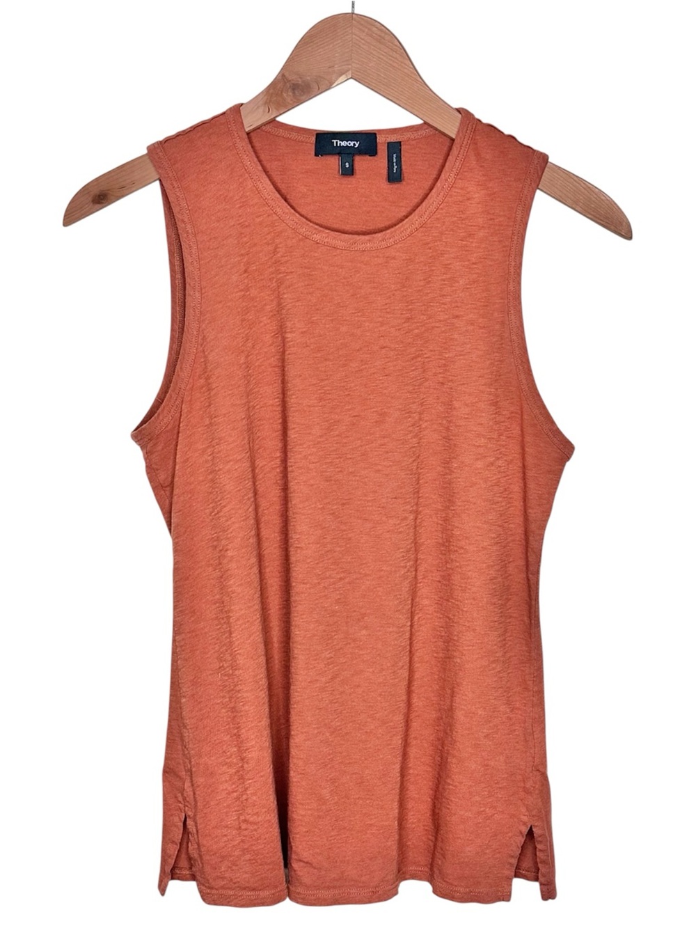 Theory Easy Shell Pima Cotton Tank Top Size Small Rust Orange Sleeveless